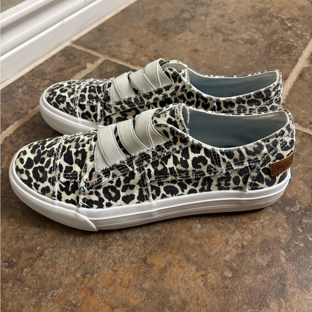 Blowfish Leopard Print Slip-On Flats in Black and Cream